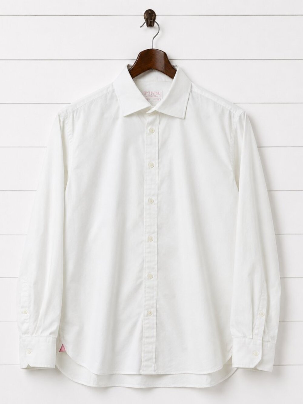 Thomas Pink Dress Shirt Mens 16.5 42 White Cotton Athletic Fit Business